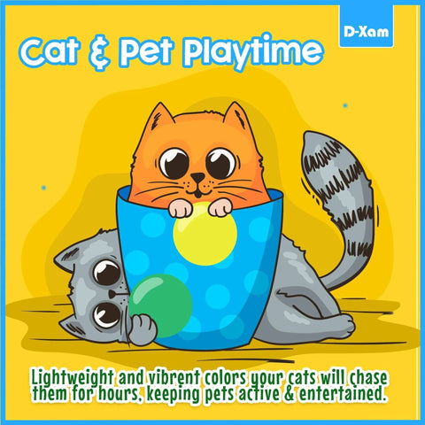 Illustration of two playful cats with colorful balls for pet playtime