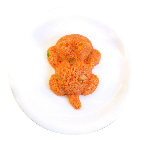 Orange rice shaped as a cat using Cat Shaped Rice Molds Set Of 2 For Fun Meal Prep And Kid Friendly Creative Lunches With Cute Sushi Rolls WHFCBJBW