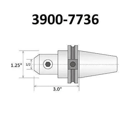 Side view of Half Inch Cat 40 V Flange End Mill Holder With Three Inch Gage Depth For Precision Milling Balanced To 18000 RPM And 0.0003 Inch Tolerance