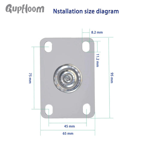 Heavy Duty Swivel Industrial Plate 3 Inch Rubber Casters No Noise Wheels Set Of 2 For Cart And Furniture installation diagram