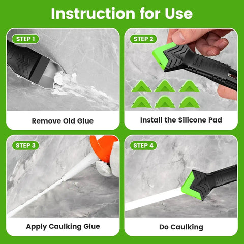 Instructions for Caulking Tool 5 In 1 Silicone Caulking Grout Removal Sealant Finishing Tool With Grout Scraper