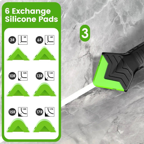 Caulking Tool 5 In 1 Silicone Caulking Grout Removal Sealant Finishing Tool with Grout Scraper showcasing 6 Exchange Silicone Pads