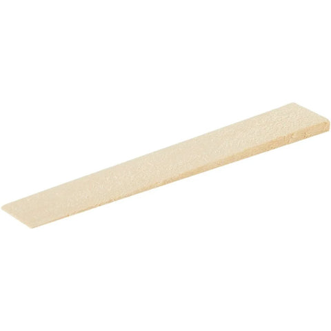 Close-up of 8 Inch Cedar Wood Shims showing tapered edge, part of 56 Pieces Per Box, 120 Contractor Boxes, from 3/8 To 1/16 Inch.