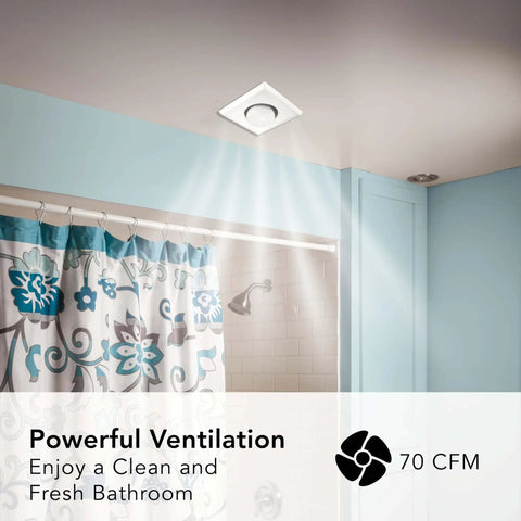 Ceiling Bathroom Exhaust Fan And Infrared Heater All In One 70 CFM 250 Watt BR40 Size Infrared Bulb Not Included 4.0 Sones installed