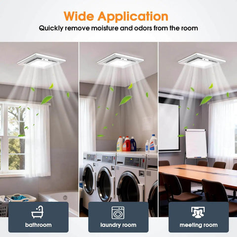 Image showing Super Quiet Ceiling Mount Bath Exhaust Fan With Light 110 CFM installed in bathroom, laundry, and meeting room.