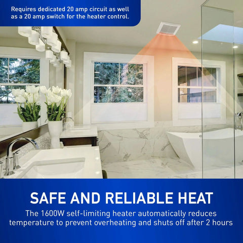 Whisper Quiet Ceiling Mount Bathroom Exhaust Fan With Heater For Instant Cozy Warmth And Fresh Air Slim DC ECM Motor Pick A Flow Customizable Airflow Energy Star Certified 50 80 110 CFM 1600W PTC Heater FV0511VH1 Panasonic installed in bathroom