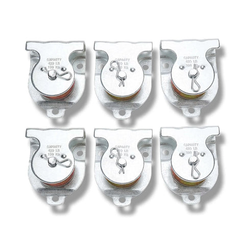 Ceiling Mount Single Pulley 1-1/2 Inch Wall Mount Pulley Ceiling Pulley for 3/8" Wire or Rope, Pack of 6, zinc-plated iron
