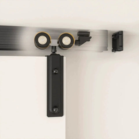 80 Inch Box Rail Sliding Barn Door Hardware Kit With Ceiling Mount For Exterior And Interior Use Heavy Duty Black Aluminum Track System