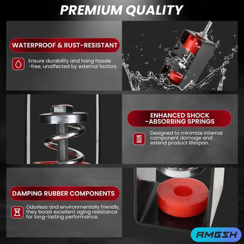 Ceiling Vibration Damping Mounts Ten Pack Spring Isolator Hangers with enhanced shock-absorbing springs close-up view