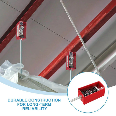 Two Pack Ceiling Spring Vibration Isolators Dampen Shocks From HVAC Equipment, Delivering Quieter Rooms, Steadier Mounts, And Up To 264 Pounds Load Capacity With Steel And Rubber Construction installed on ceiling