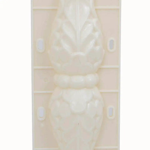 Close-up of DIY Cement Railing Mold For Balustrades And Fence Rails Front And Rear Column Concrete Mold, white ABS material, decorative pattern.