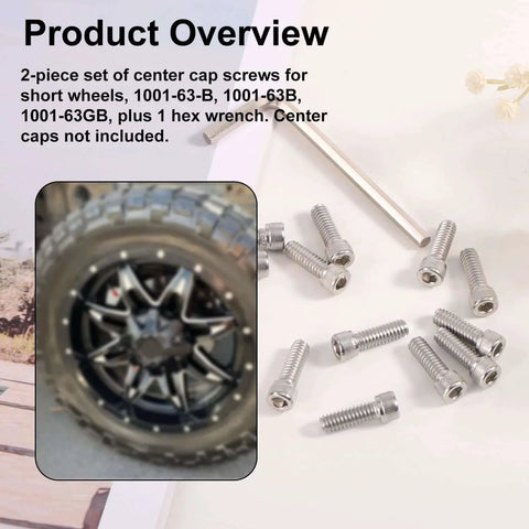 12pcs Center Cap Screws with Adapter Tool for Fuel Wheel, Stainless Steel Automotive Wheel Hub Cap Screws and Hex Wrench