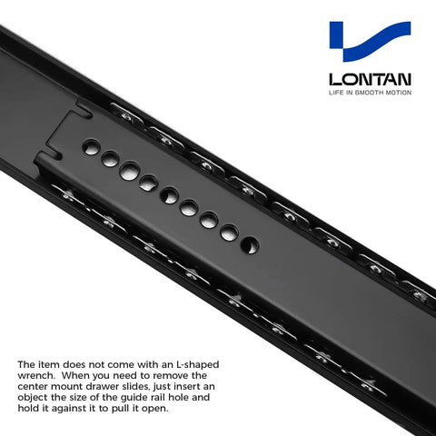 Center Mount Drawer Slides 22 Inch Black 5 Pieces Three Quarter Extension Heavy Duty Glides for Cabinets Dressers and Furniture