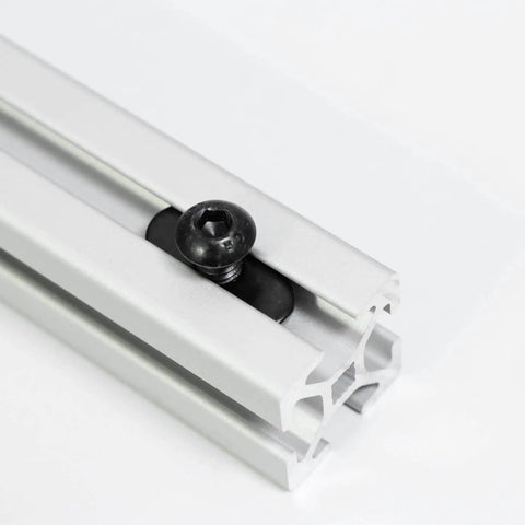 Centered Slide In Economy T Nut For T Slot Track With 1/4-20 By 1/2 Inch Bolt, 20 Pack, installed on 10 Series Aluminum Extrusion
