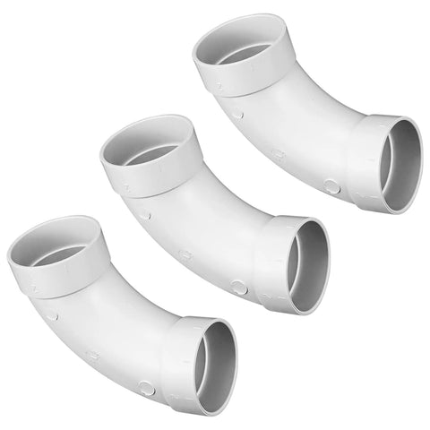 LEFITPA 3-pack white PVC 90-degree elbow fittings for 2-inch central vacuum pipe