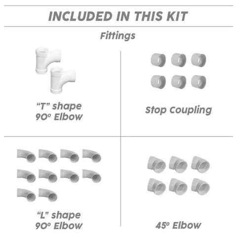 Complete Central Vacuum Fittings Kit With 3 Low Voltage Inlets Excluding Pipes For Universal 2 Inch PVC Piping System fittings overview