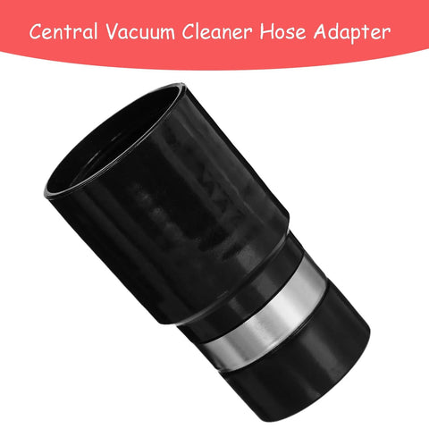 KingBra 1-1/4-inch hose adapter, black plastic with silver metal band, for central vacuum cleaners.