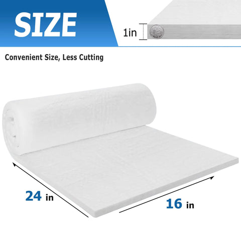 Ceramic Fiber Insulation Blanket Beefy 24 By 16 By 1 Inches Set Of 2 Fireproof And Heat Resistant Up To 2700 Fahrenheit displayed rolled and flat