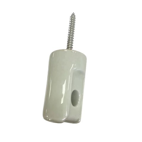Porcelain lag screw fence insulator by Amazon, cream ceramic body with metal threaded screw