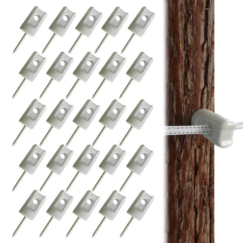 Porcelain electric fence insulators, 25-pack, heavy-duty ceramic lag screw insulators for wood posts
