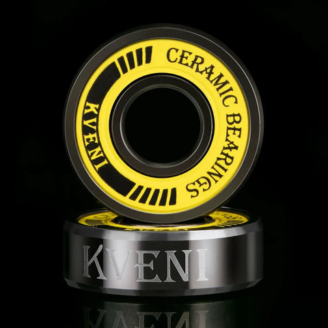Close-up of ABEC 9 Ceramic Ball Bearings Kit for skateboards and longboards with titanium coating 608RS