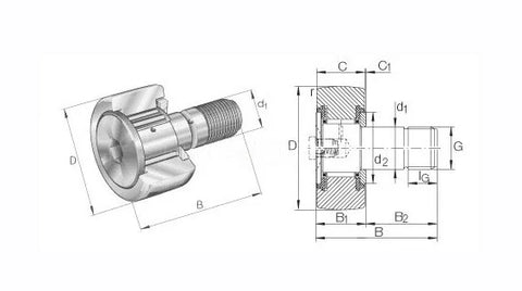 CF10-1UUR Cam Follower Needle Roller Bearing 10x26x36mm - VXB Ball Bearings