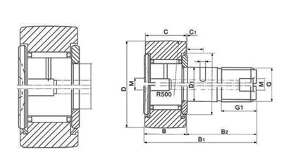 CF16 35mm Cam Follower Needle Roller Bearing