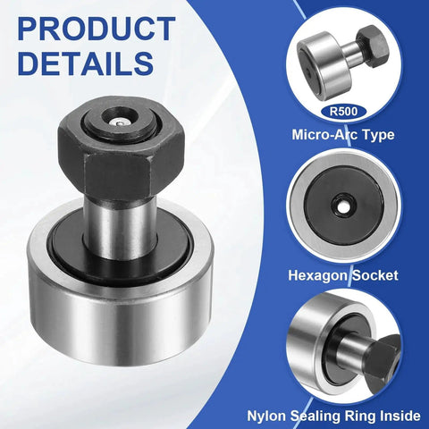 Cam Follower Track Runner Bearing CF20 KR52 PPX Chrome Steel Needle Roller Stud Type with hex socket and sealing ring details