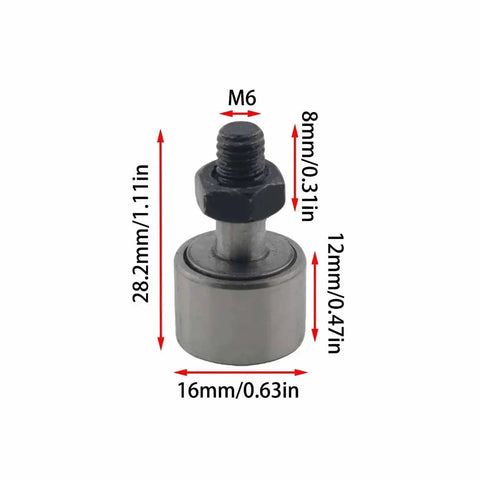 Four Pack Silver Bolt Roller Bearing CF6 Cam Follower for Machine Tool Guides and 3D Printers, 28.2mm length, M6 thread