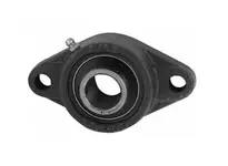 Front view of 1/2 in 2-bolt flange sealed ball bearing, 400°F high-temp, set-screw lock, C4 clearance insert, cast iron housing.