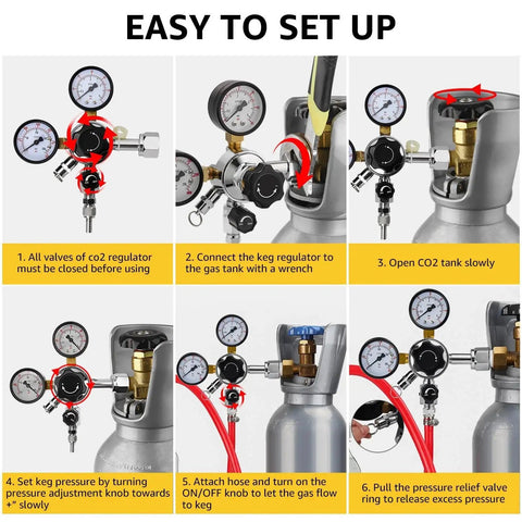 CGA-320 Keg Regulator With Quick Disconnect for Home Kegerators setup instructions with adjustable pressure knob and safety relief valve