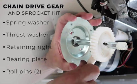 Installation of Garage Door Opener Gear And Sprocket Kit Direct Replacement For Worn Or Stripped Gears In Chain Drive Openers