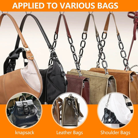 Image of various bags with 1 Inch Stainless Steel O Rings Set, 15 Solid Welded Metal Loops for bag straps and handles.