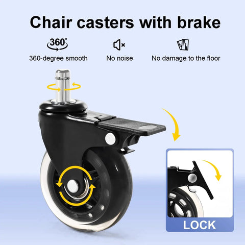 28 Inch Office Chair Base Replacement Part With Metal Base Wide Legs And Bottom Plate Stand Cylinder Two Wheels With Brakes For Stable Support Up To 2600 Lbs Heavy Duty Steel Construction Smooth Gliding Easy To Install And Durable caster wheel with brake, lock feature highlighted.