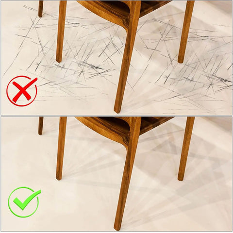 Before and after using 48 Pack Brown Felt Furniture Pads For Cabinets And Home, Self Adhesive Round Bumpers To Protect Beds Tables Chairs Sofas And More From Scratches.