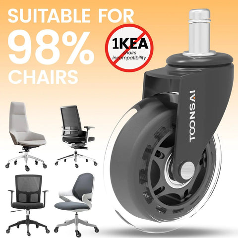 3 Inch Office Chair Wheels Replacement Casters For Carpet And Hard Floors 7-16 Inch Diameter And 7-8 Inch Stem Length Set of 5