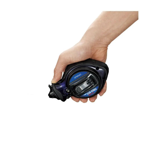 Hand holding Chalk Line Box with ultra-thin 0.5mm line and jam-free performance for precise carpentry and tile work