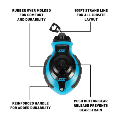 Chalk Line Reel And Blue Chalk Powder Combo Pack For Precision Layouts In Carpentry Masonry And Construction 100 Foot
