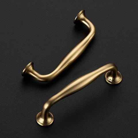 10 Pack 3.75 Inch Champagne Bronze Cabinet Handles Made From Solid Zinc Alloy For Cupboards And Drawers, two handles on black background