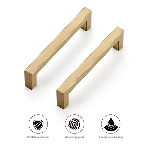 Champagne Bronze Cabinet Handles 5 Inch Center to Center Stainless Steel Square Kitchen Drawer Pulls for Dresser Cupboard Doors Set of 10 with Screwdriver Included Durable Stainless Steel With A Smooth Champagne Bronze Finish