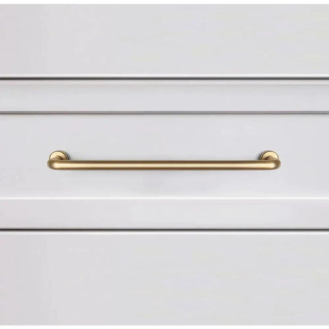 Set Of 6 5 Inch Center To Center SleekTouch Champagne Bronze Cabinet Pulls on white cabinet drawer