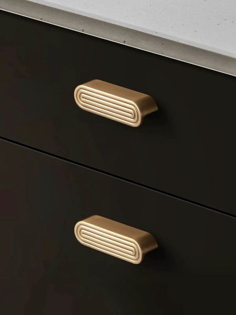 Champagne Bronze Cabinet Pulls 3 Inch Hole Center Circle Drawer Handles Zinc Alloy Hardware on black drawers