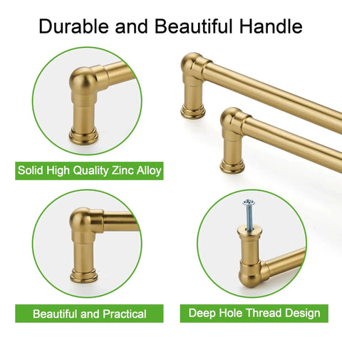 10 Pack Champagne Bronze Cabinet Pulls 5 Inch 128mm Modern Drawer Handles for Kitchen with durable solid zinc alloy