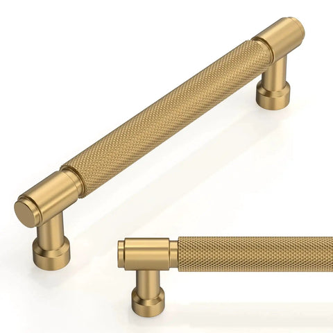 10 Pack Champagne Bronze Knurled Cabinet Pulls, 5 Inch 128mm, Modern Kitchen Cabinet Handles for Drawers and Doors, Durable Metal Hardware