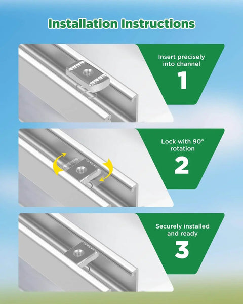 Installation steps for Flared Spring Channel Nuts 5/16-18 Thread 50 Pieces for Strut Channel Systems in slotted channels