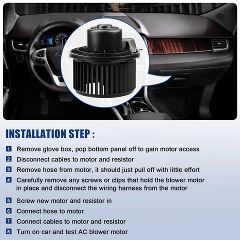 Installation guide for Premium AC Blower Motor Replacement For Chevy Silverado Suburban Avalanche GMC Sierra Yukon Escalade 2003 to 2011 Plug And Play HVAC Heater Fan With OEM Style Fit 700191 89019320 89019301