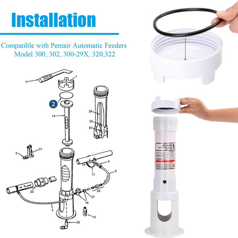 R172009 O Ring For Pentair Rainbow Chlorinator Lid Model 300 To 320, installation guide with nitrile seal illustration