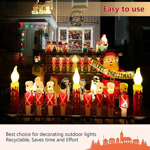 Outdoor Christmas display with blow mold figures using Blow Mold Light Kit Replacement For Indoor Outdoor Use E27 E26 Single Light Cord