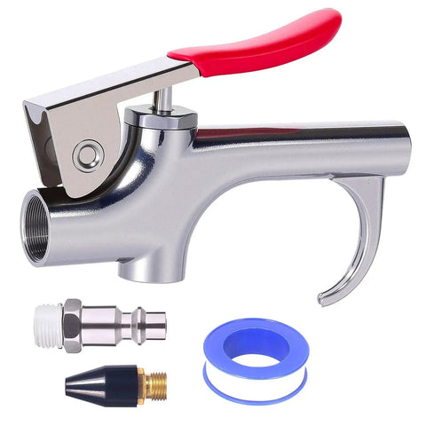 Powerful all metal air blow gun kit delivers efficient dust and debris removal with a 1/4 inch quick-connect, rubber tip