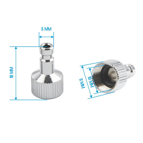 Airbrush Quick Release Disconnect Kit With Four G1/8 Inch Male Fittings And Female Hose Connections, chrome-plated, dimensions shown